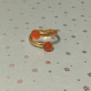 Bague Plaquée Or avec Cabochons Corail